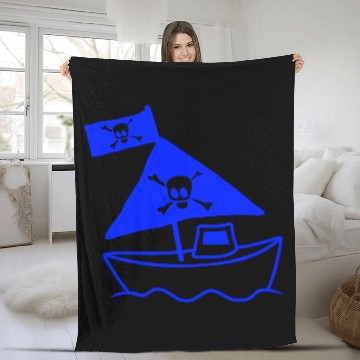 Discover Cute Little Pirate Ship Painted Children Drawing Fleece Blankets