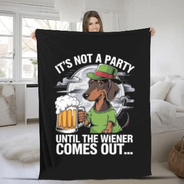 Discover It's Not A Party Until Dachshund Irish Beer Wiener Fleece Blankets