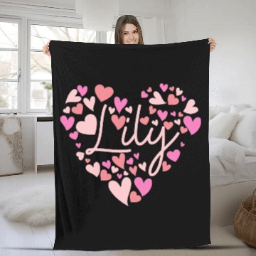 Discover I love Lily hearts in Green Fleece Blankets