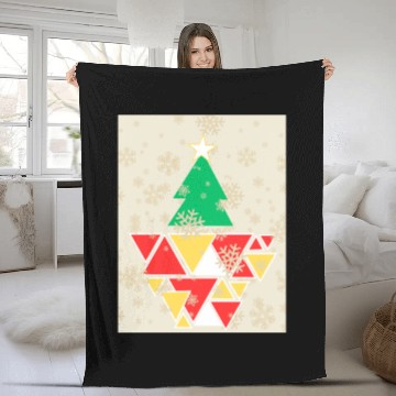Discover Geometric Christmas Tree Fleece Blankets