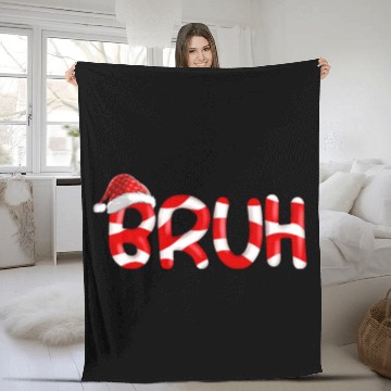 Discover Bruh Christmas Candy Cane Funny Xmas Bruh Fleece Blankets