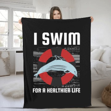 Discover I Swim For A Healthier Life - Cute Dolphin Fleece Blankets