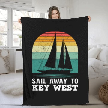 Discover Florida SAIL AWAY TO KEY-WEST Florida Keys Fleece Blankets