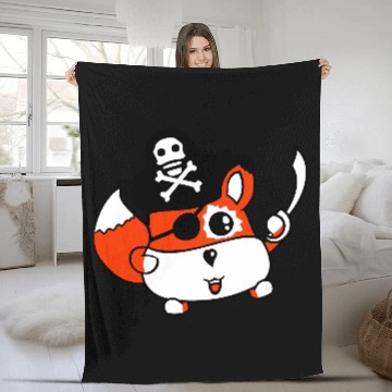 Discover Little Cute Captain Fox Pirate Animal Eye Patch Fleece Blankets