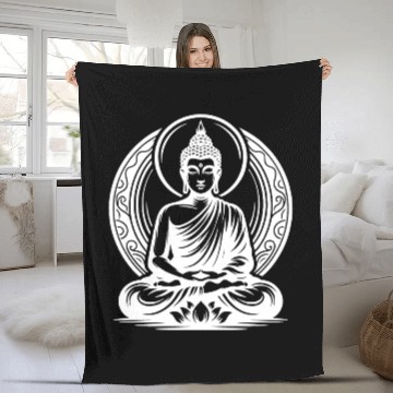 Discover Meditating Yoga Buddha Mindfulness Meditation Fleece Blankets