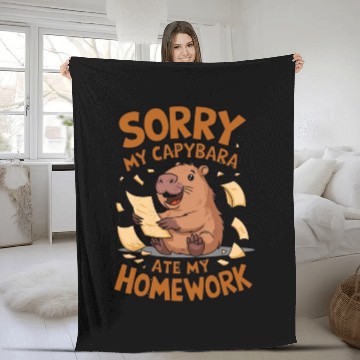 Discover Sorry my capybara ate my homework Fleece Blankets