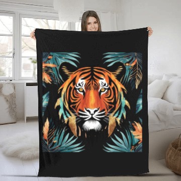 Discover "Royal Tiger: A Striking Blend of Strength Fleece Blankets