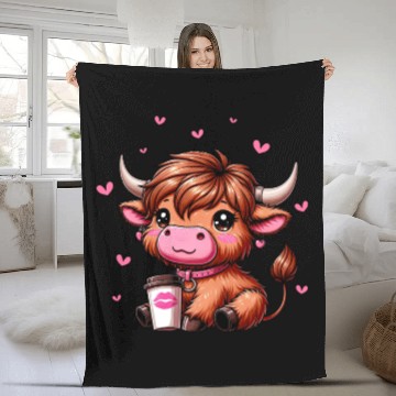 Discover Highland Cow Valentines Fleece Blankets