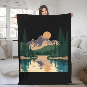 Discover "Mountain Sunrise Serenity: A Scenic Outdoor Fleece Blankets