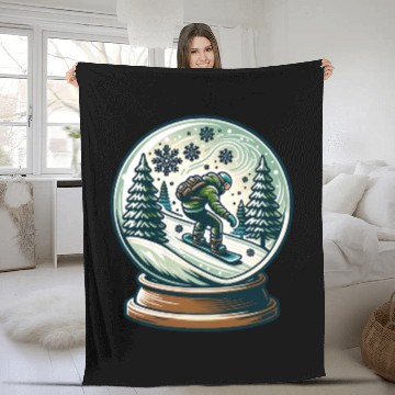 Discover Snowboarding Adventure in Winter Wonderland Fleece Blankets
