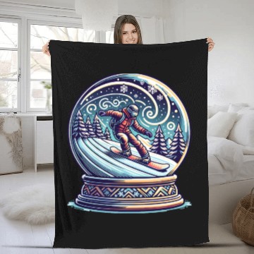 Discover Snowboard Adventure in a Globe Fleece Blankets
