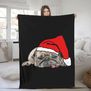 Discover Mops pug christmas Fleece Blankets
