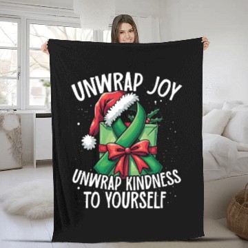Discover Unwrap Joy kindness to yourself Mental Health Fleece Blankets