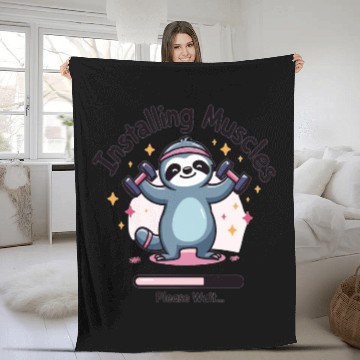 Discover Installing Muscles Please Wait Lazy Fitness Fleece Blankets