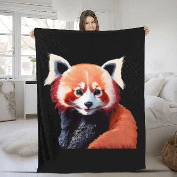 Discover Happy red panda Fleece Blankets