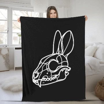 Discover Minimalistic Vector Rabbit Skull Kids Drawing Fleece Blankets