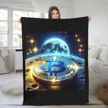 Discover Blue Gold Crypto Coin Fleece Blankets