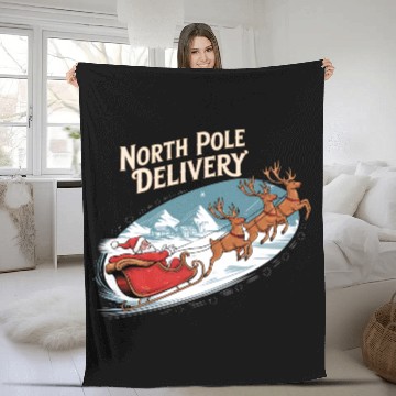 Discover North Pole Delivery with Santa and Reindeer Fleece Blankets