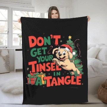 Discover Puppy Tinsel in a Tangle Fleece Blankets