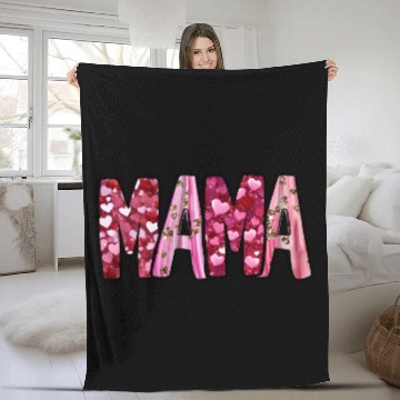 Discover Mama Heart Glitter, Valentines, Valentines Day Fleece Blankets