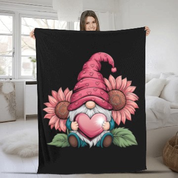 Discover Happy Valentines Gnome with Sunflower Fleece Blankets
