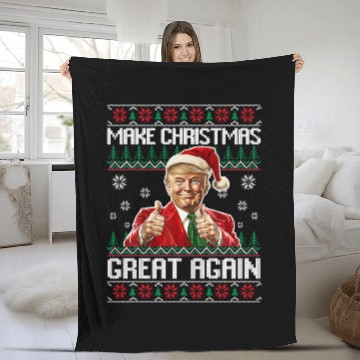 Discover Make Christmas Great Again Xmas Funny Trump Fleece Blankets