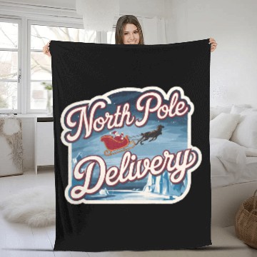 Discover Magical Arctic Night Santa Sleigh North Pole Fleece Blankets