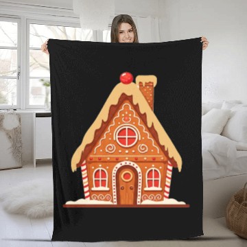 Discover Festive Gingerbread House Print Fleece Blankets