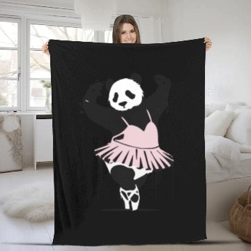 Discover unique dancing panda in pink ballet dress Fleece Blankets