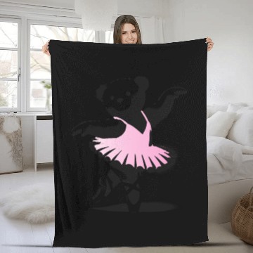 Discover cute teddy bear in pink ballet dress Fleece Blankets