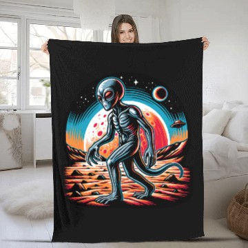 Discover Alien on Mars Fleece Blankets