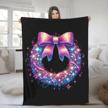 Discover Neon Glow Wreath - Christmas Gifts Fleece Blankets