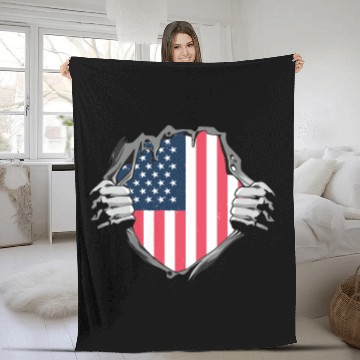 Discover Bold American Flag Inside Design Fleece Blankets