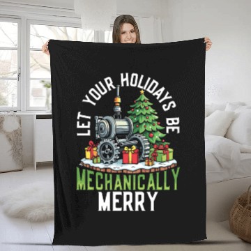 Discover Mechanically Merry Steampunk Christmas Holiday Fleece Blankets