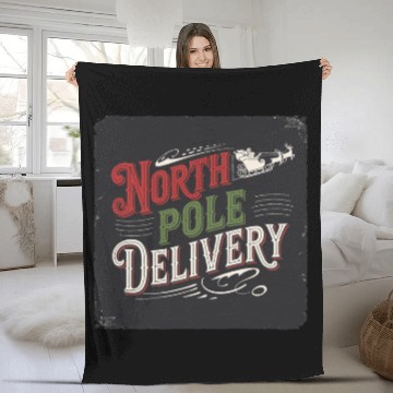 Discover North Pole Express Vintage Style Retro Christmas Fleece Blankets