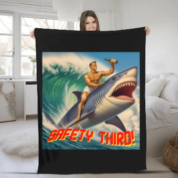 Discover Retro Safety Third Shark Rodeo Fleece Blankets