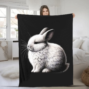 Discover Minimal Whiskers - Peaceful Bunny Art by TSQ Fleece Blankets