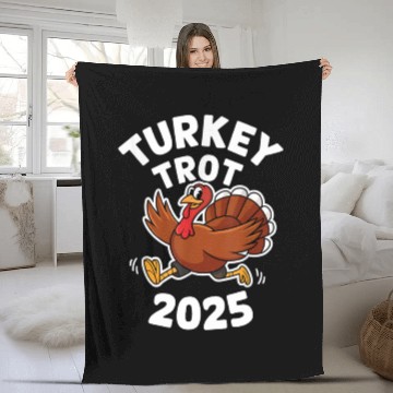 Discover Funny Thanksgiving Turkey Trot 2025 Fleece Blankets