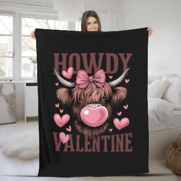 Discover Valentines Day Highland Cow Fleece Blankets
