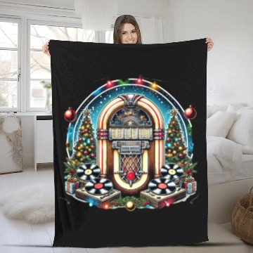 Discover Retro Christmas Jukebox Melody Fleece Blankets