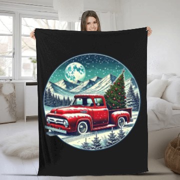 Discover Christmas Truck Adventure Fleece Blankets