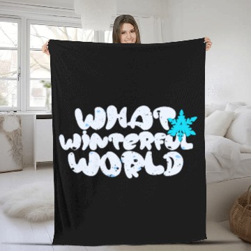 Discover What A Winterful World Graphic Design Fleece Blankets