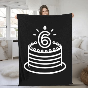Discover Children 6th Birthday cake Kid Vector path20 Fleece Blankets