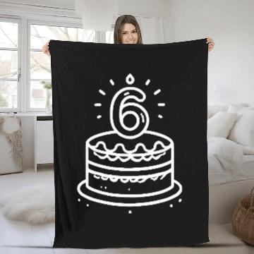 Discover Children 6th Birthday cake Kid Vector path21 Fleece Blankets