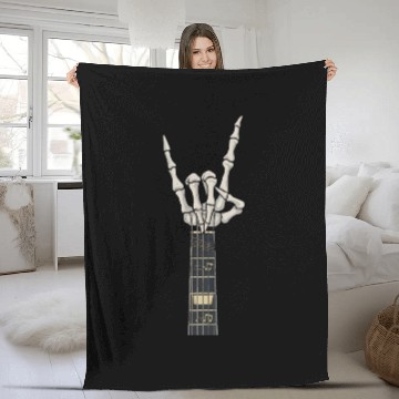 Discover Skeleton Guitar Player Bones Guitarist Musician Fleece Blankets