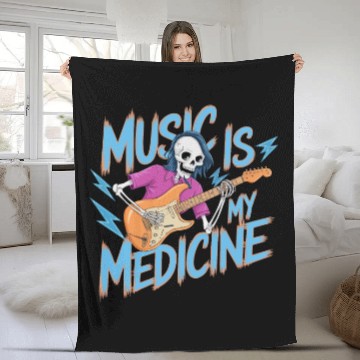 Discover Skeleton Guitar Player Bones Guitarist Musician Fleece Blankets