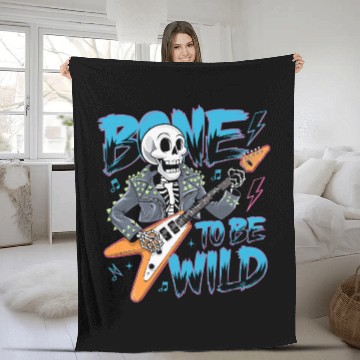 Discover Skeleton Guitar Player Bones Guitarist Musician Fleece Blankets
