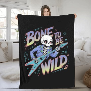 Discover Skeleton Guitar Player Bones Guitarist Musician Fleece Blankets