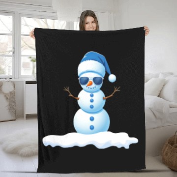 Discover Cute Little Cool Snowman Fleece Blankets
