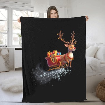 Discover Flying Reindeer Fleece Blankets